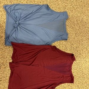 Blue and purple/pink workout tanks